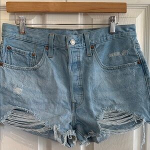Levi's Light Blue Distressed Jean Shorts